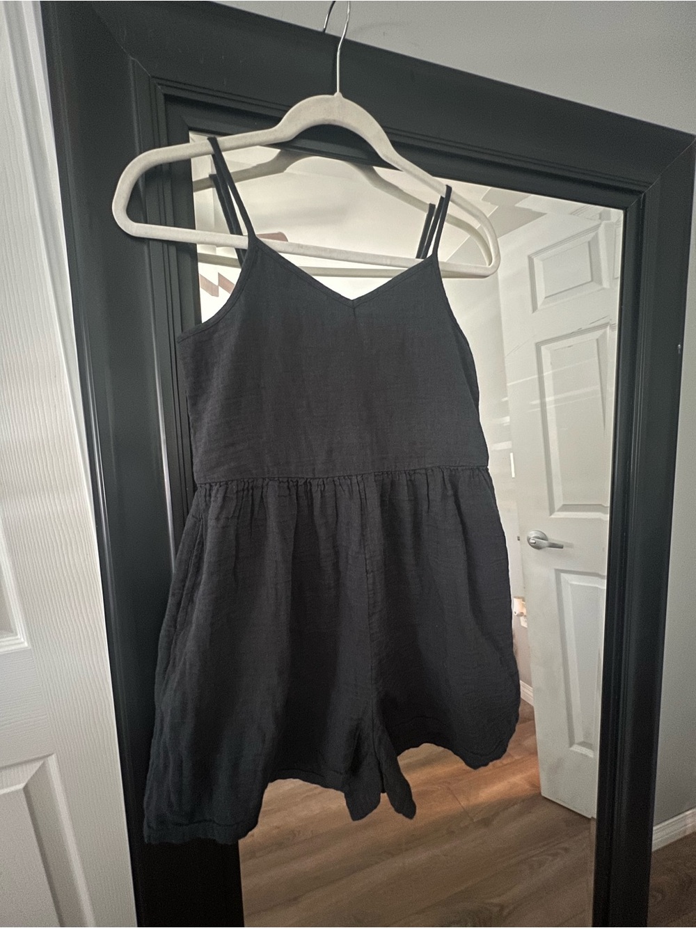 GAP Teen Black Sleeveless Linen-Effect Romper
